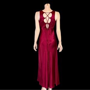 All that Jazz Corset Back Vintage 90s Y2K Red Satin Formal Slip Dress / S